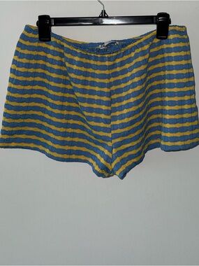 Zara Blue & Yellow Striped High-Waist Shorts